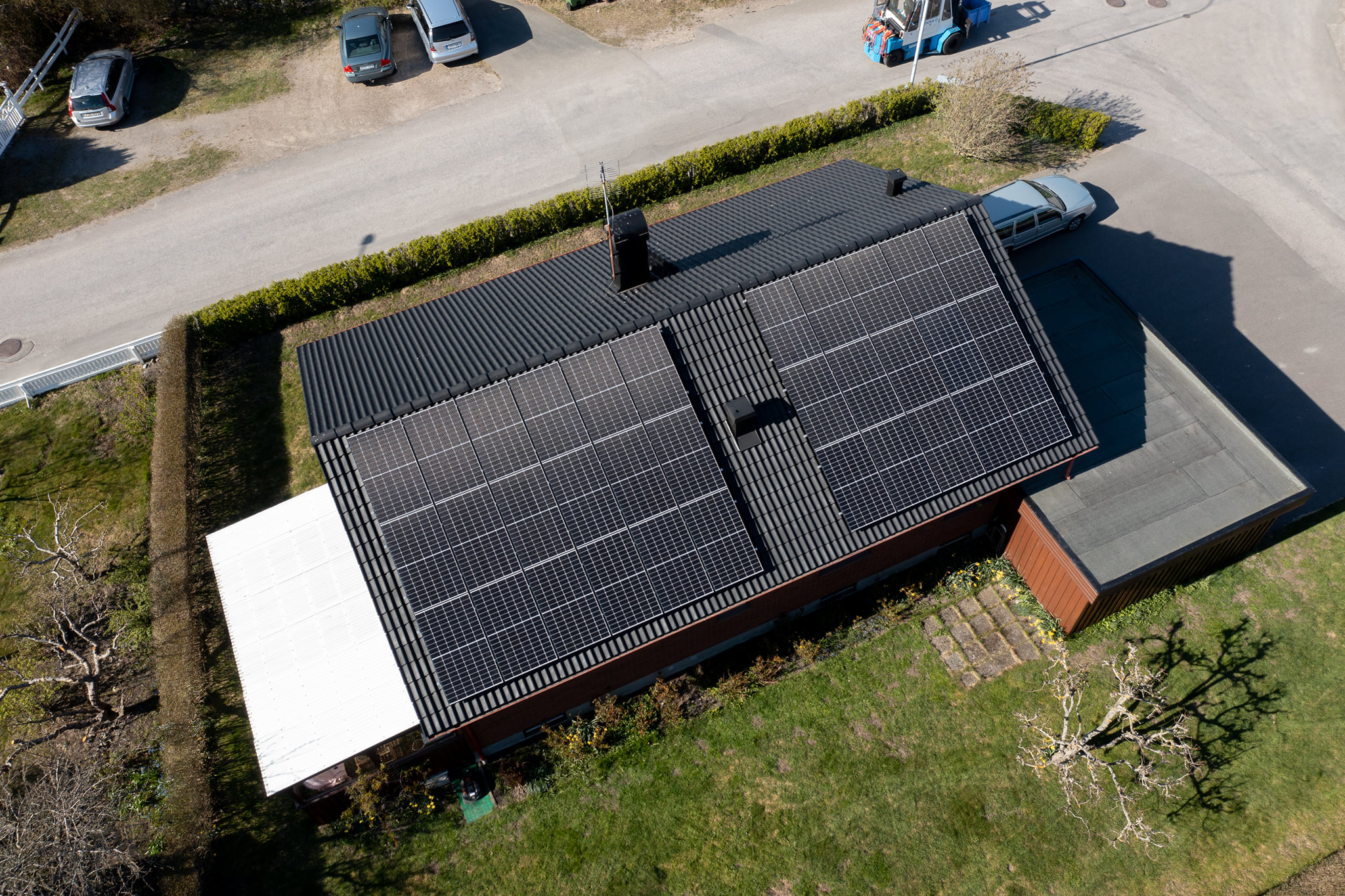 drönarbild med solceller